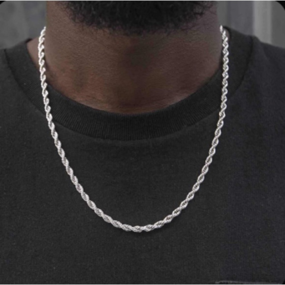 14K White Gold Rope Chain Necklace 20”